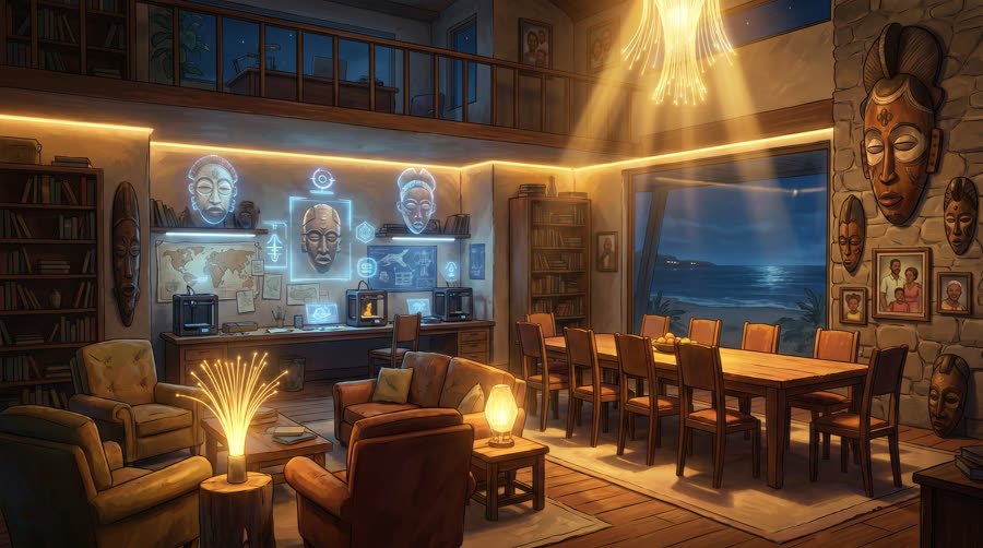 The Mbeng family living room in Limbe