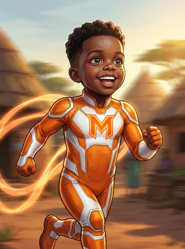 Heru powered up, speed trails behind him